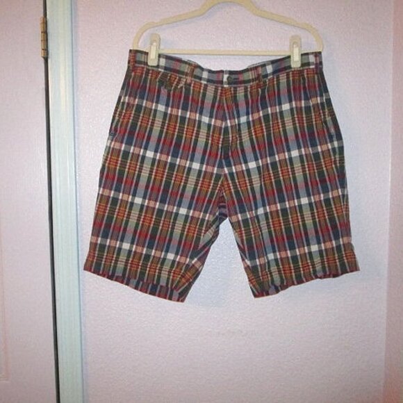 Polo RALPH LAUREN Indian MADRAS Cotton Size 36 SHORTS Red PLAID Chino CHECK Blue - Picture 1 of 10